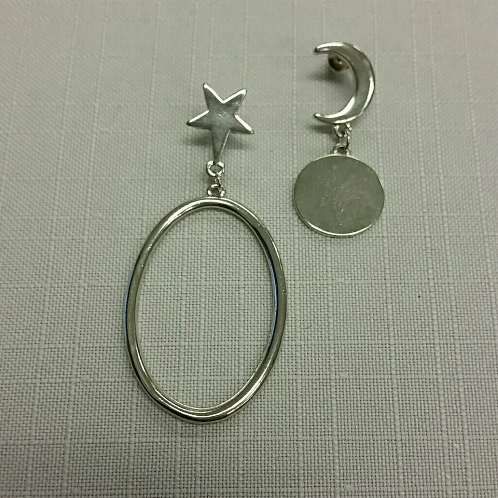 Star, Moon, Oval Earrings